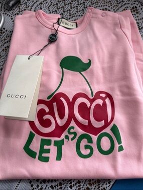 Gucci Cherry Print Footie Pink